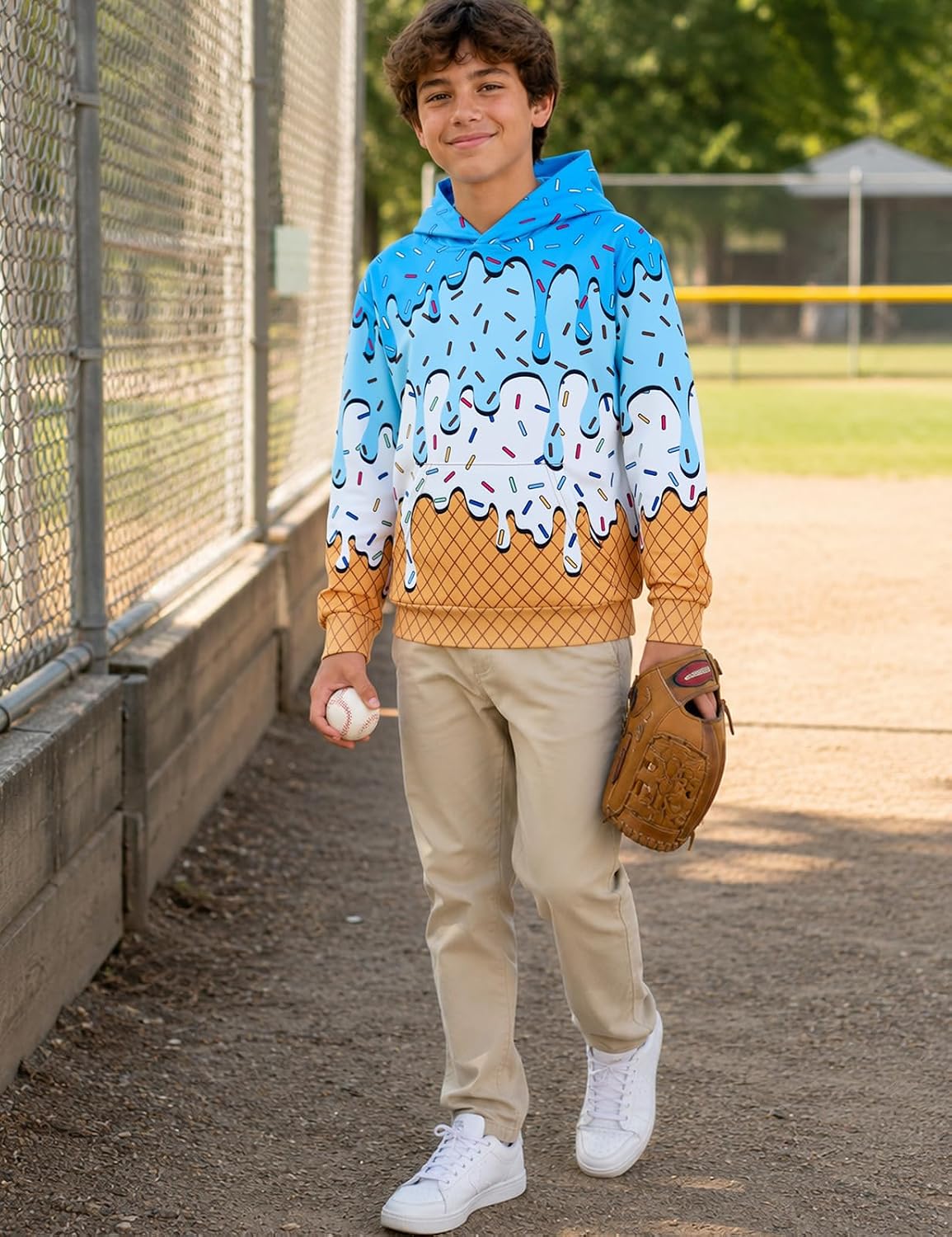 Move Dance Boys Hoodies Ice Cream Baseball Pullover Sweatshirts Size 7-16