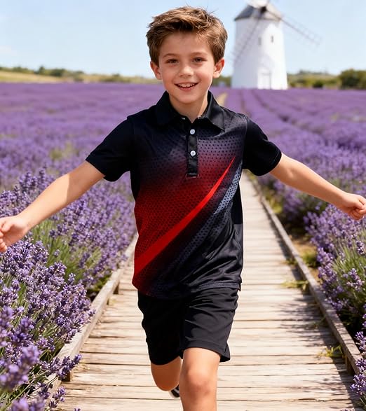 uideazone Boys Polo Shirts Dry Fit Performance Golf Short Sleeve Casual School Uniform Size 5-14