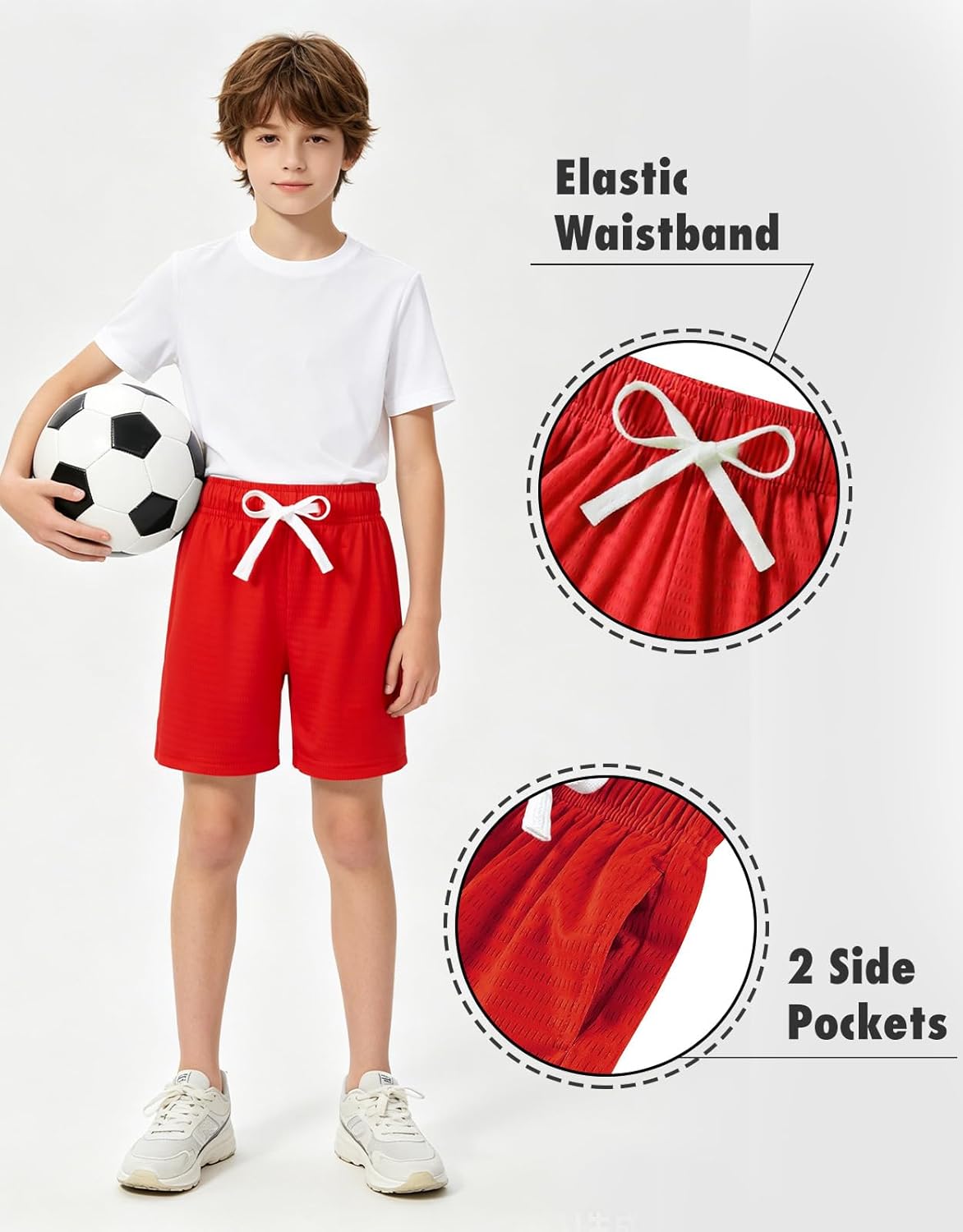 Boys Mesh Athletic Shorts Quick Dry Lightweight Breathable Mesh Shorts with Pockets for Basketball Gym Running Sports