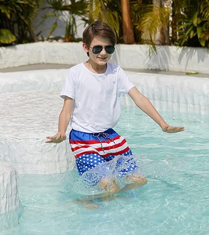Cozople Boys Swim Trunks with Boxer Brief Liner Compression Swimwear Quick Dry Swim Shorts Bathing Suits 7-20 Years
