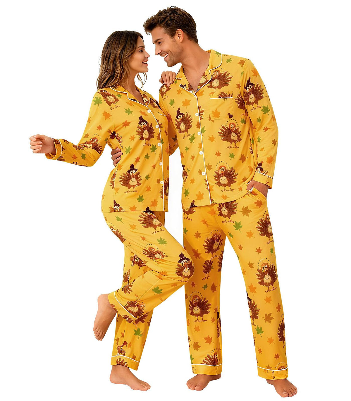 Christmas Couples Matching Pajamas Sets Pjs Button Down Sleepwear