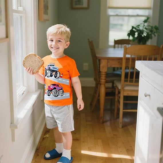 Funnycokid Toddler Boys Shirts Graphic T-Shirt Kids Short Sleeve Tees 2-6 Years