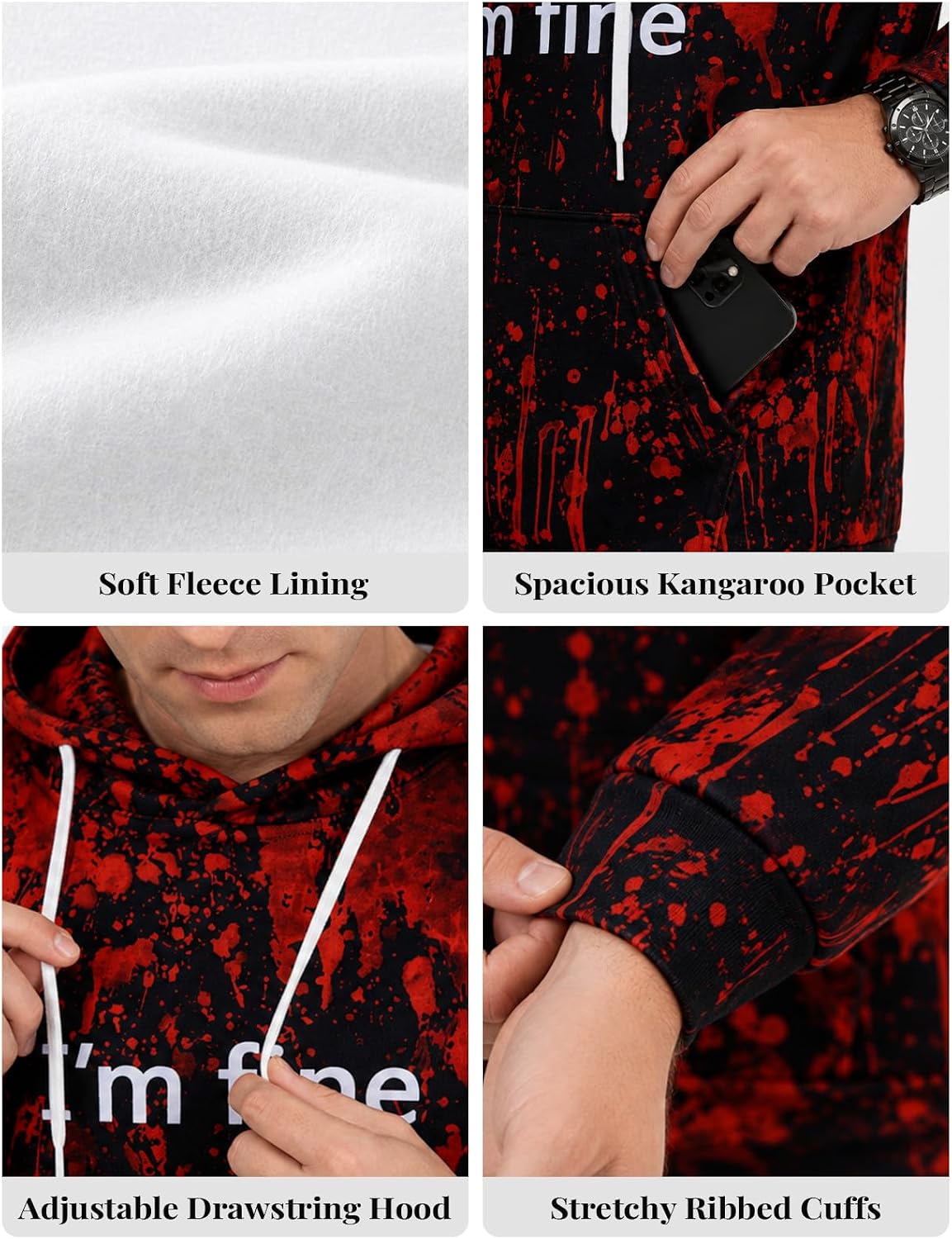 RAISEVERN Hoodies for Men Fleece Unisex Pullover Sweatshirt