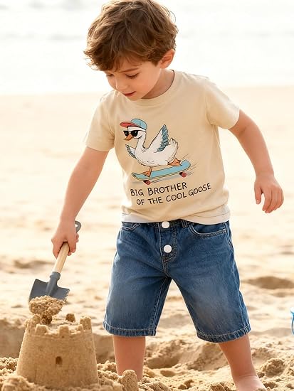 Funnycokid Big Brother T Shirt for Toddler Boys Tee Construction Promoted Short Sleeve 1-6 Years