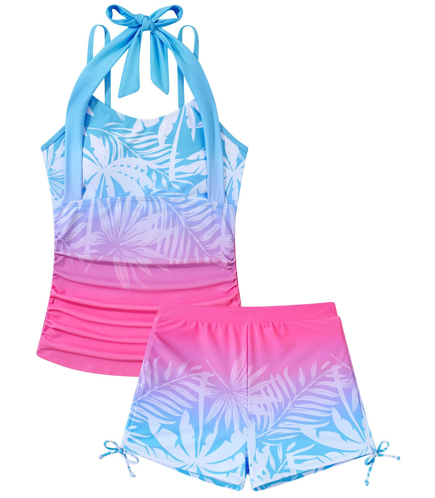 Girls Tankini Swimsuit 2 Piece Halterneck Bathing Suit for Teens Size 7-16