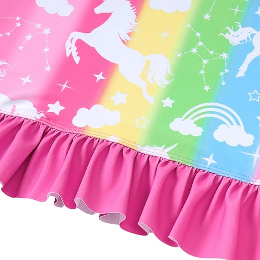 Girls Tankini Swimsuit Two Piece Mermaid Bikini Set Toddler Beach Bathing Suit Swimwear with Ruffled Hem 3-6 Years
