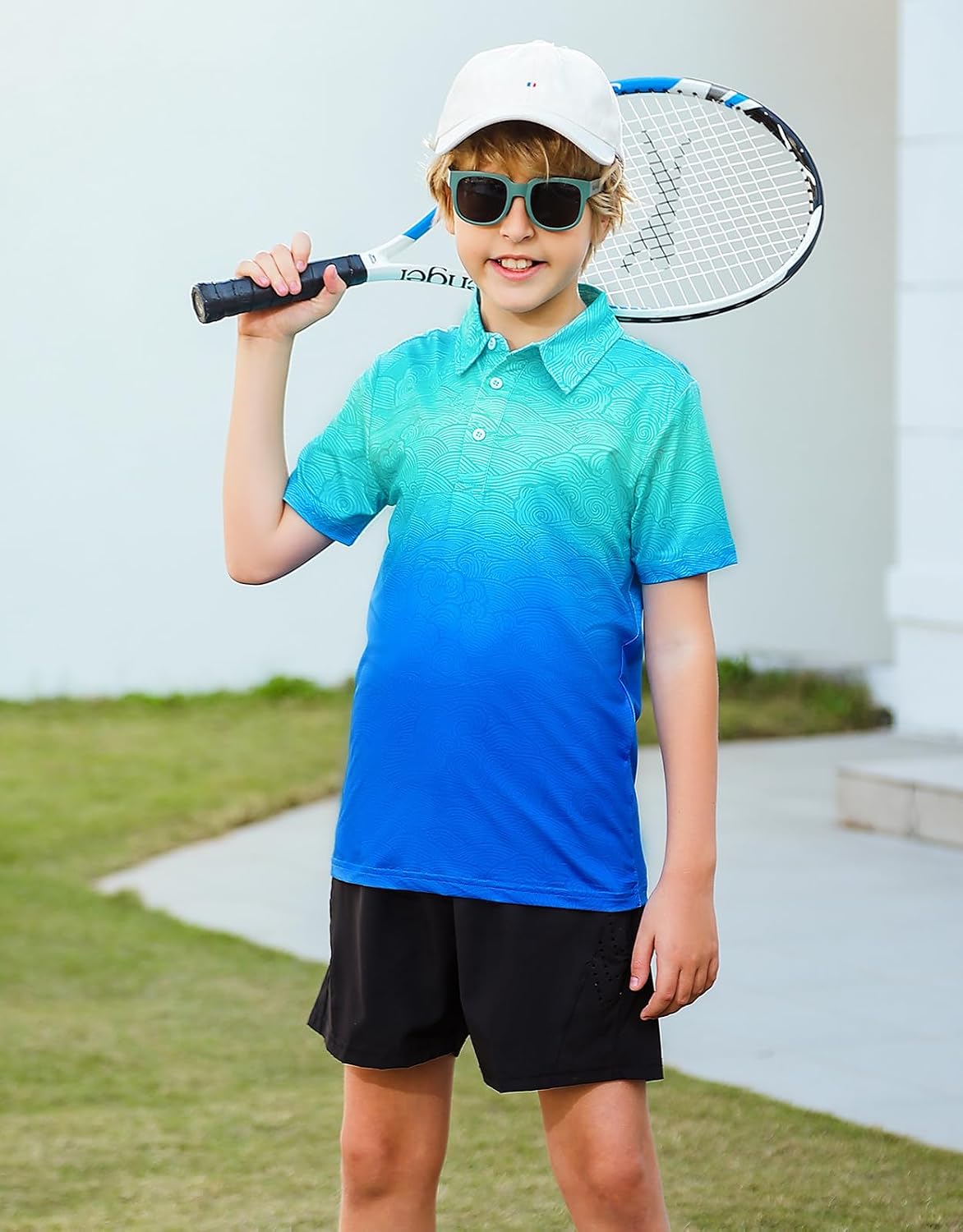 westwolf Boys Hawaiian Polo Shirt Short Sleeve Golf Clothes 5-14T