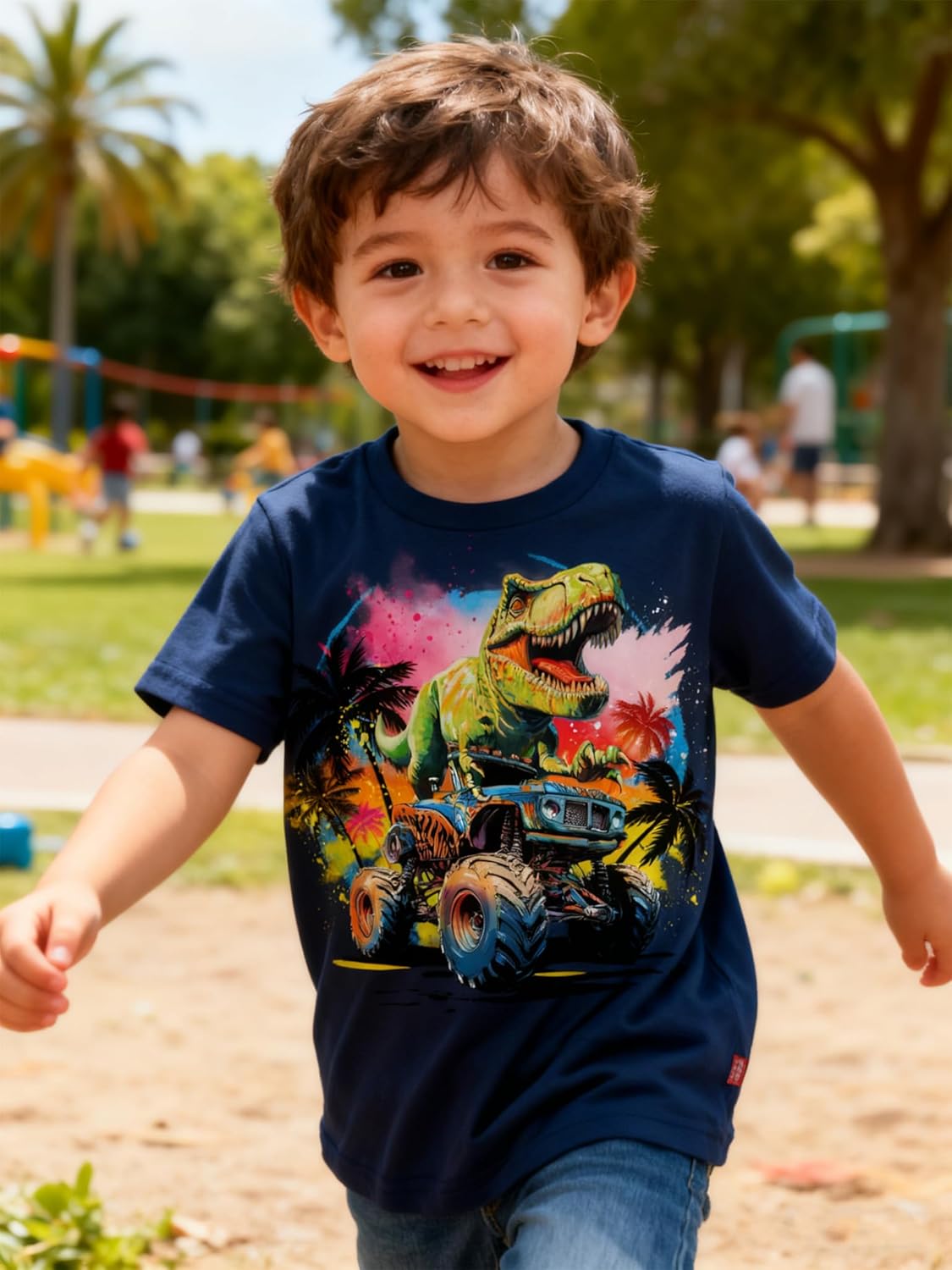 Funnycokid Toddler Boys Shirts Graphic T-Shirt Kids Short Sleeve Tees 2-7 Years