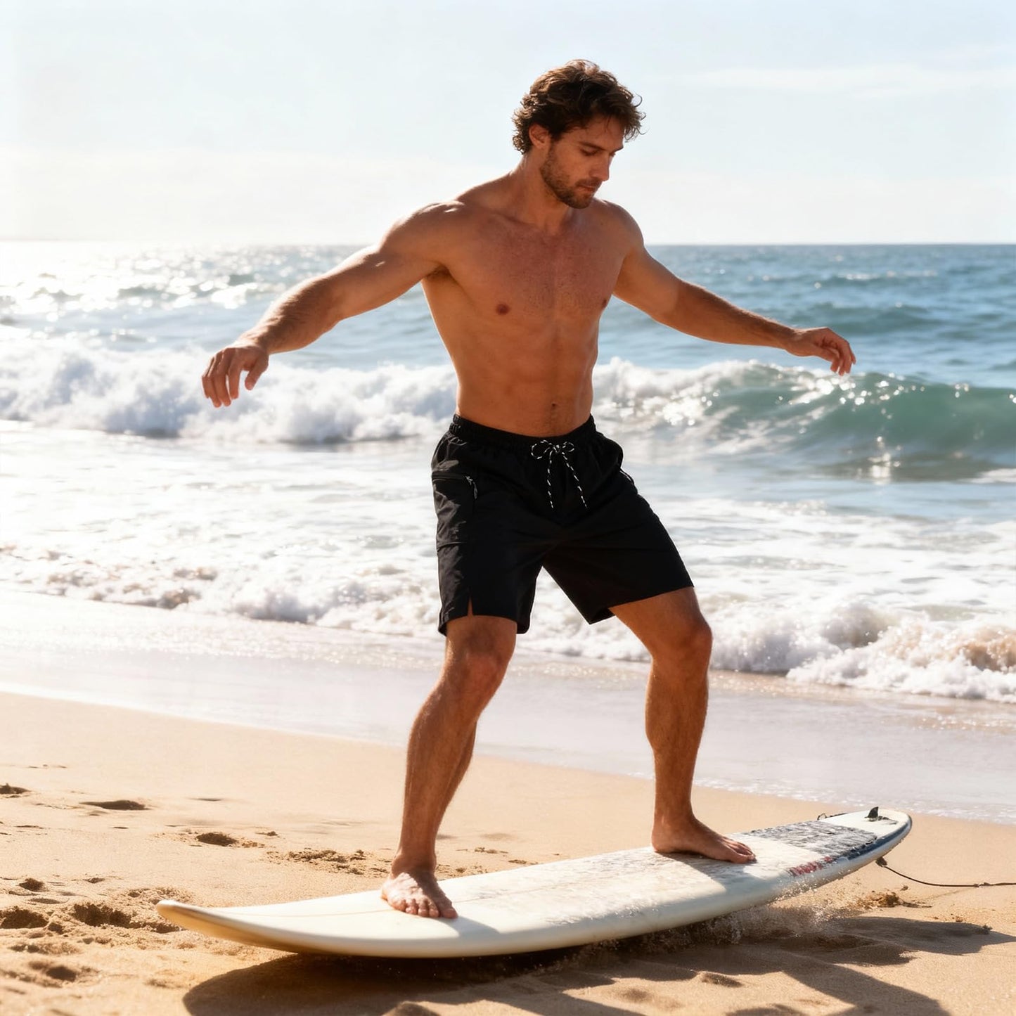 Cozople Mens Swim Trunks with Compression Liner 2-in-1 Quick Dry 9 Inch Board Shorts with Zipper Pockets