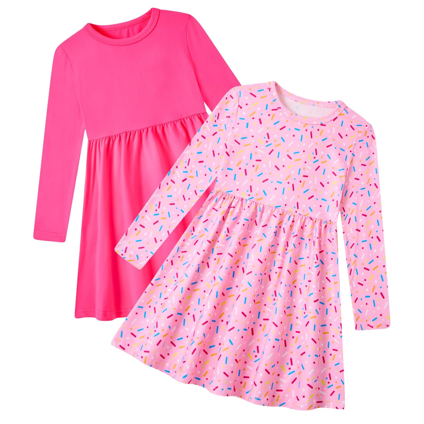 Funnycokid Toddler Girls Dress Long Sleeve Clothes Kids 3-7 Years