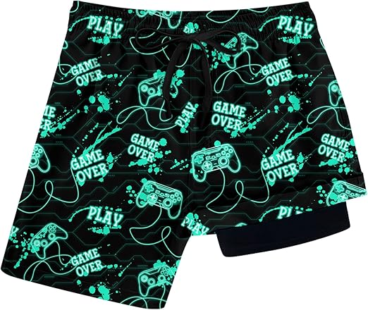 Lovekider 5-16 Years Boys Swim Trunks with Compression Liner Waterproof Quick Dry