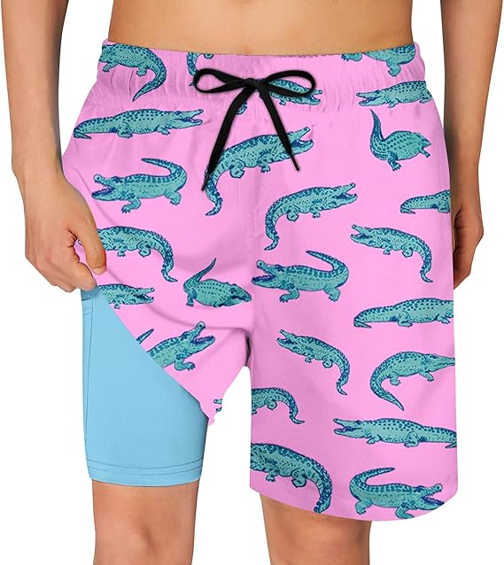 Cozople Boys Swim Trunks Compression Liner Swim Shorts Quick Dry Bathing Suit with Boxer Brief Swimwear 2-20T