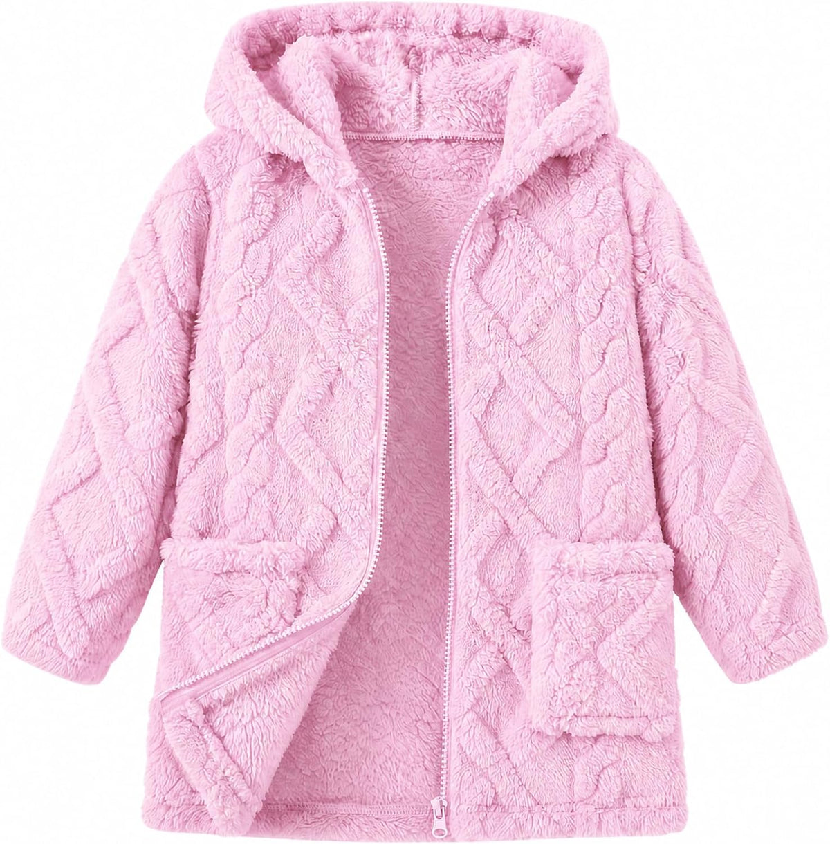 Toddler Girls Fleece Jacket Hooded Coats Winter Outwear 2-6 Years