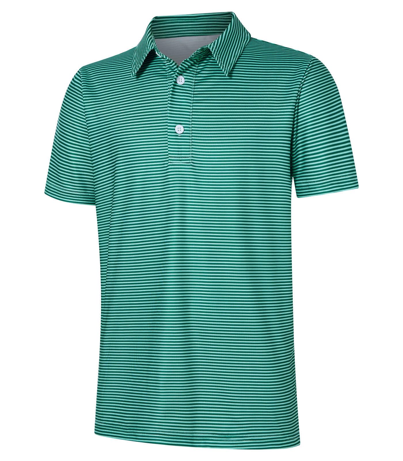 Boys Performance Polo Dry Fit Short Sleeve Golf Stripe Shirt for Active Casual Size 5-14