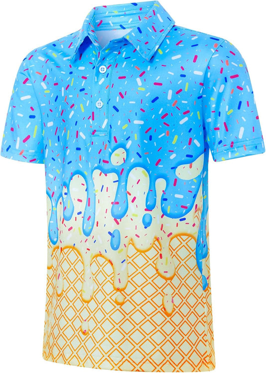Move Dance Boys Polo Shirt Ice Cream Short Sleeve Golf Clothes 5-14T