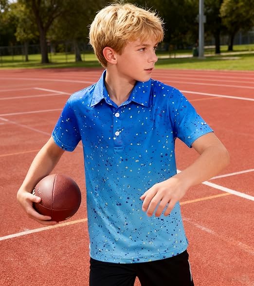 uideazone Boys Polo Shirts Dry Fit Performance Golf Short Sleeve Casual School Uniform Size 5-14