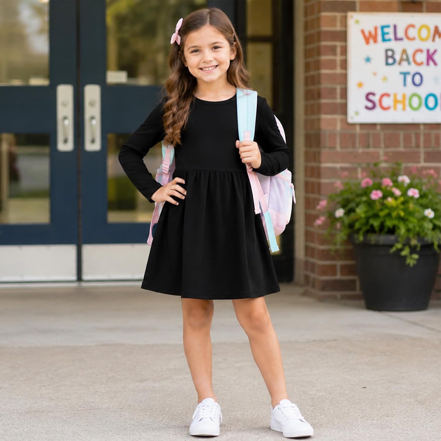 Funnycokid Toddler Girls Dress Long Sleeve Clothes Kids 3-7 Years