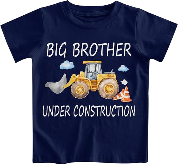 Funnycokid Big Brother T Shirt for Toddler Boys Tee Construction Promoted Short Sleeve 1-6 Years