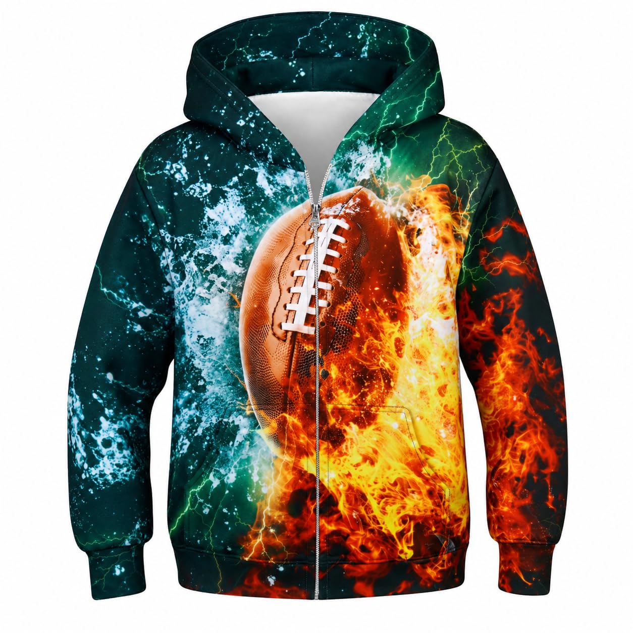TUONROAD Boys Hoodies Sweatshirt Cool Pullover with Pockets Size 6-14 Years | Full zipper, 3D graphic prints, kangaroo pocket, polyester spandex, school and casual layering,Size 6-14
