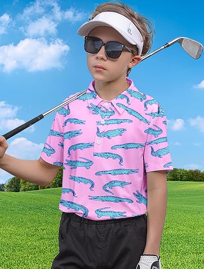 Boys Performance Polo Shirt Short Sleeve Golf Clothes for Active Casual Size 5-14
