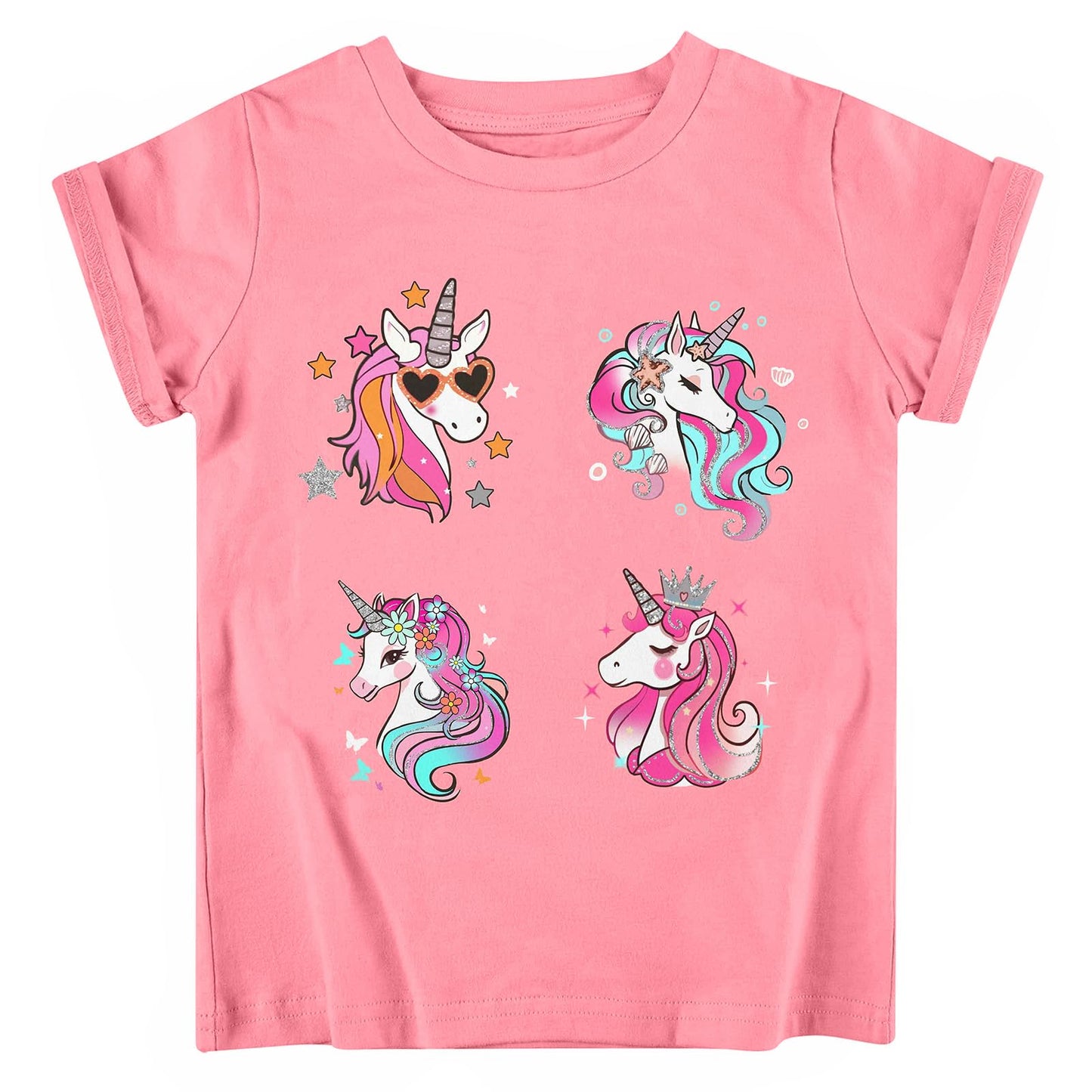 Funnycokid Little Girls T Shirt for Toddler 3-7 Years Kids Tee Graphic Short Sleeve Clothes Tops