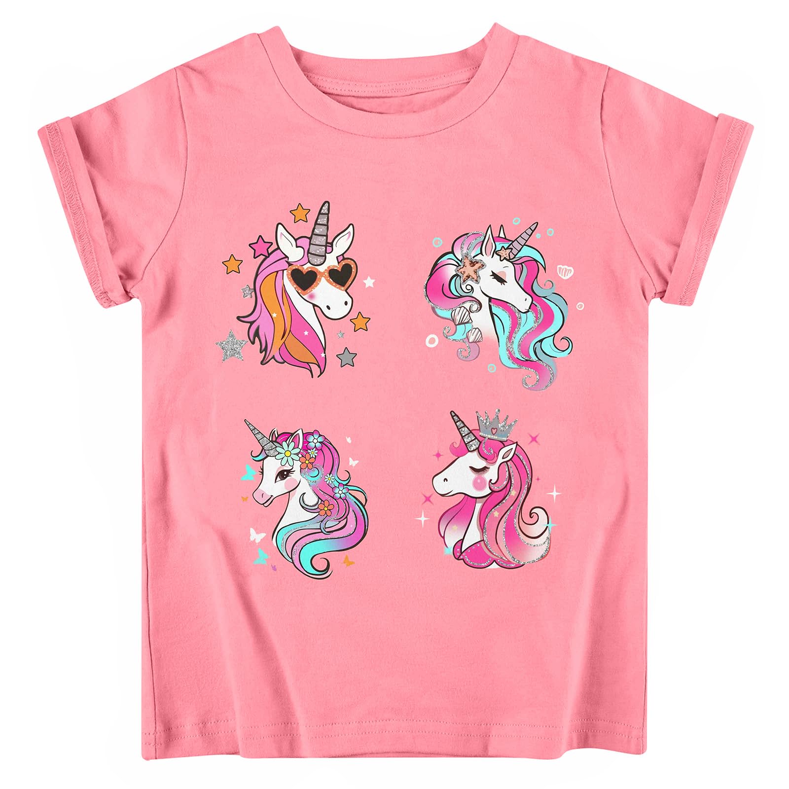 Funnycokid Little Girls T Shirt for Toddler 3-7 Years Kids Tee Graphic Short Sleeve Clothes Tops