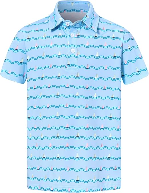 Boys Performance Polo Shirt Short Sleeve Golf Clothes for Active Casual Size 5-14