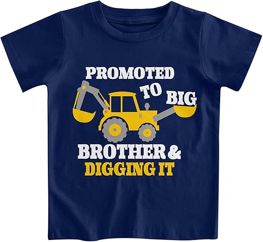 Funnycokid Big Brother T Shirt for Toddler Boys Tee Construction Promoted Short Sleeve 1-6 Years