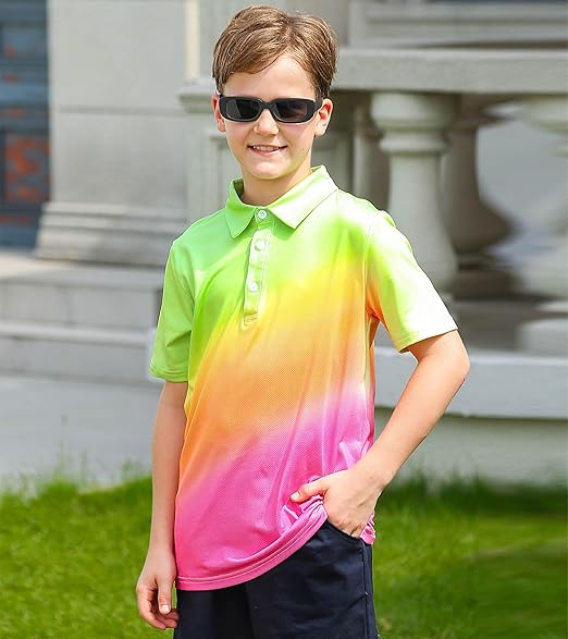 uideazone Boys Polo Shirts Dry Fit Performance Golf Short Sleeve Casual School Uniform Size 5-14