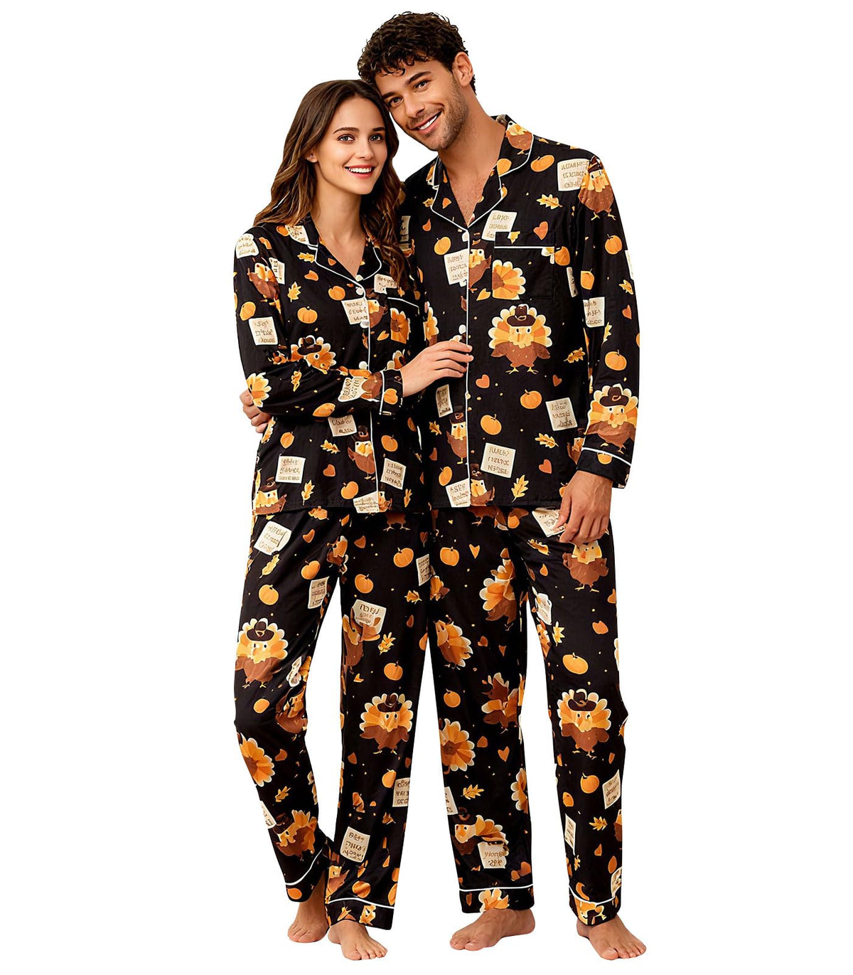 Christmas Couples Matching Pajamas Sets Pjs Button Down Sleepwear