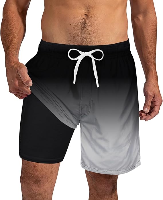 Cozople Mens Swim Trunks 7Inch with Compression Liner Quick Dry Swimsuit Swim Shorts Phone Pocket Swimwear