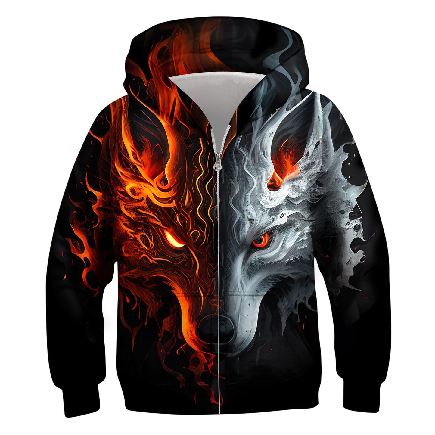 TUONROAD Boys Hoodies Sweatshirt Cool Pullover with Pockets Size 6-14 Years | Full zipper, 3D graphic prints, kangaroo pocket, polyester spandex, school and casual layering,Size 6-14