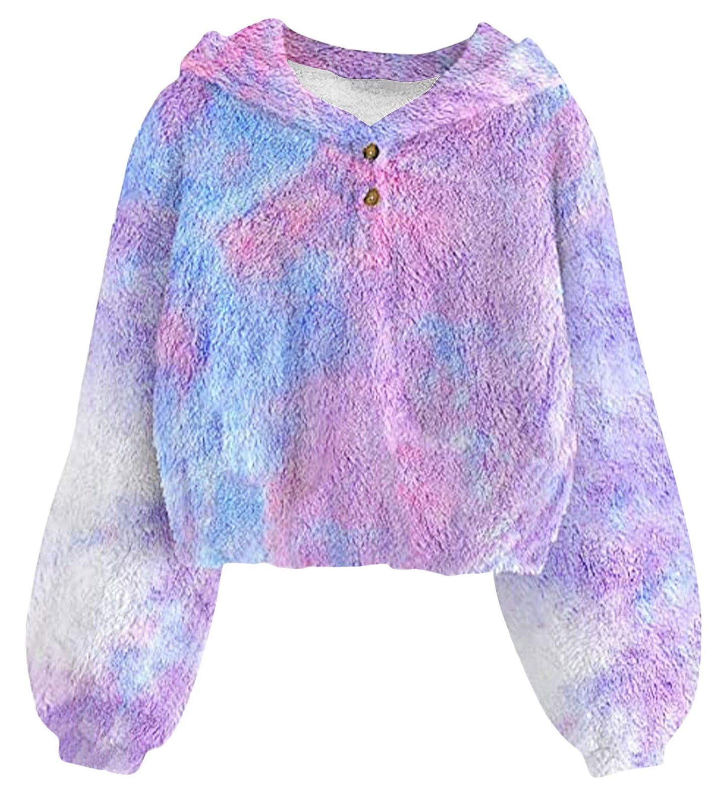 TUONROAD Girl's Fuzzy Hoodies Warm Loose Button Pullover Oversized Sherpa Jacket Coat