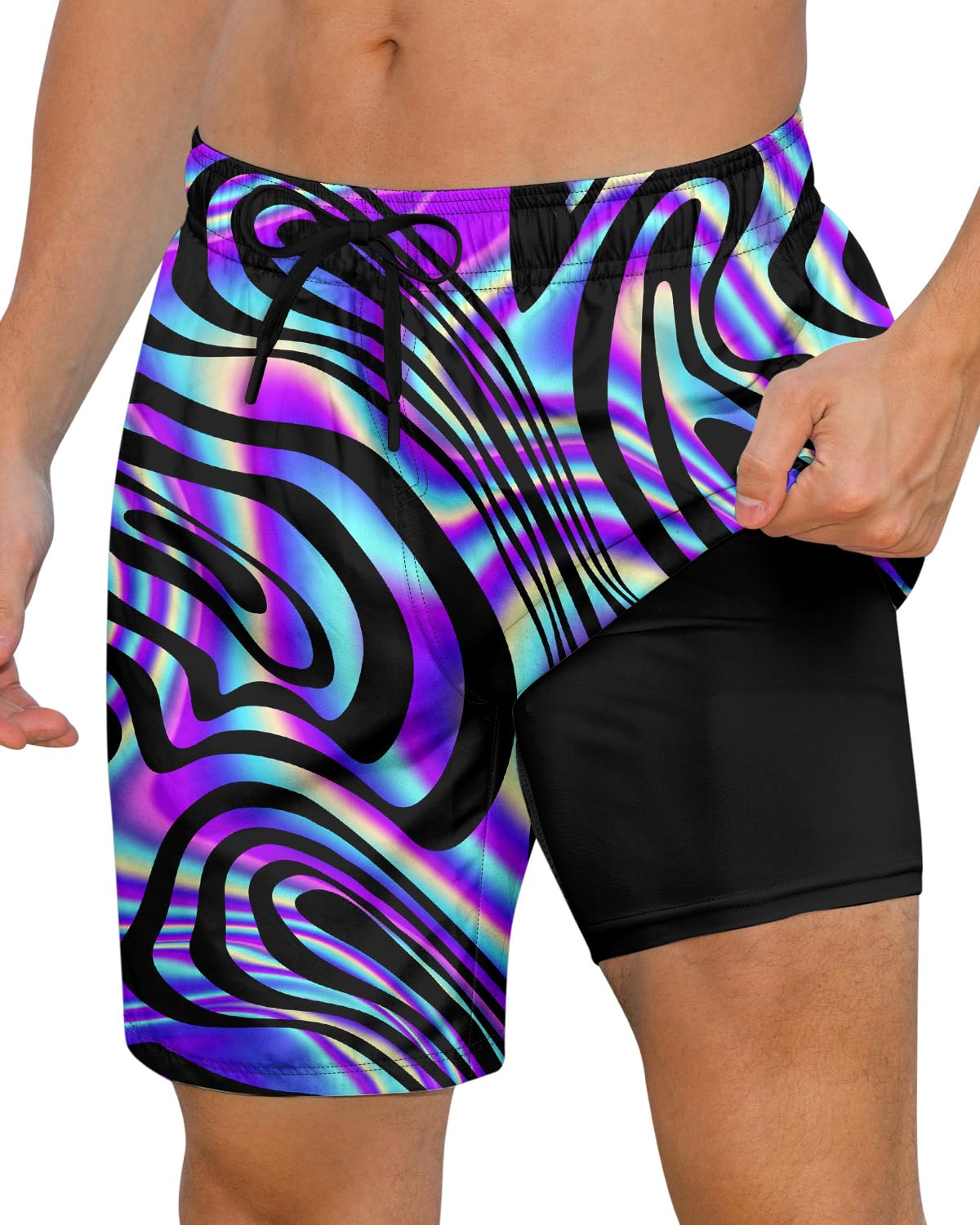 Cozople Mens Swimming Trunks with Compression Liner Swim Shorts 7 inch Quick Dry Bathing Suit Anti Chafe Boardshorts