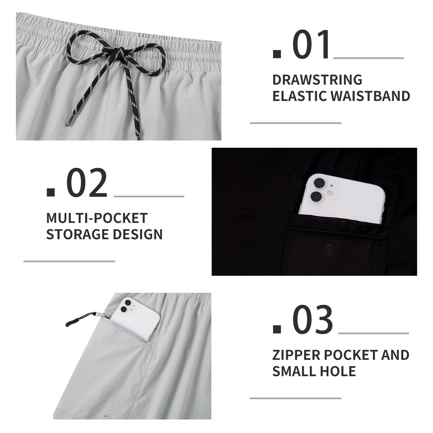 Cozople Mens Swim Trunks with Compression Liner 2-in-1 Quick Dry 9 Inch Board Shorts with Zipper Pockets