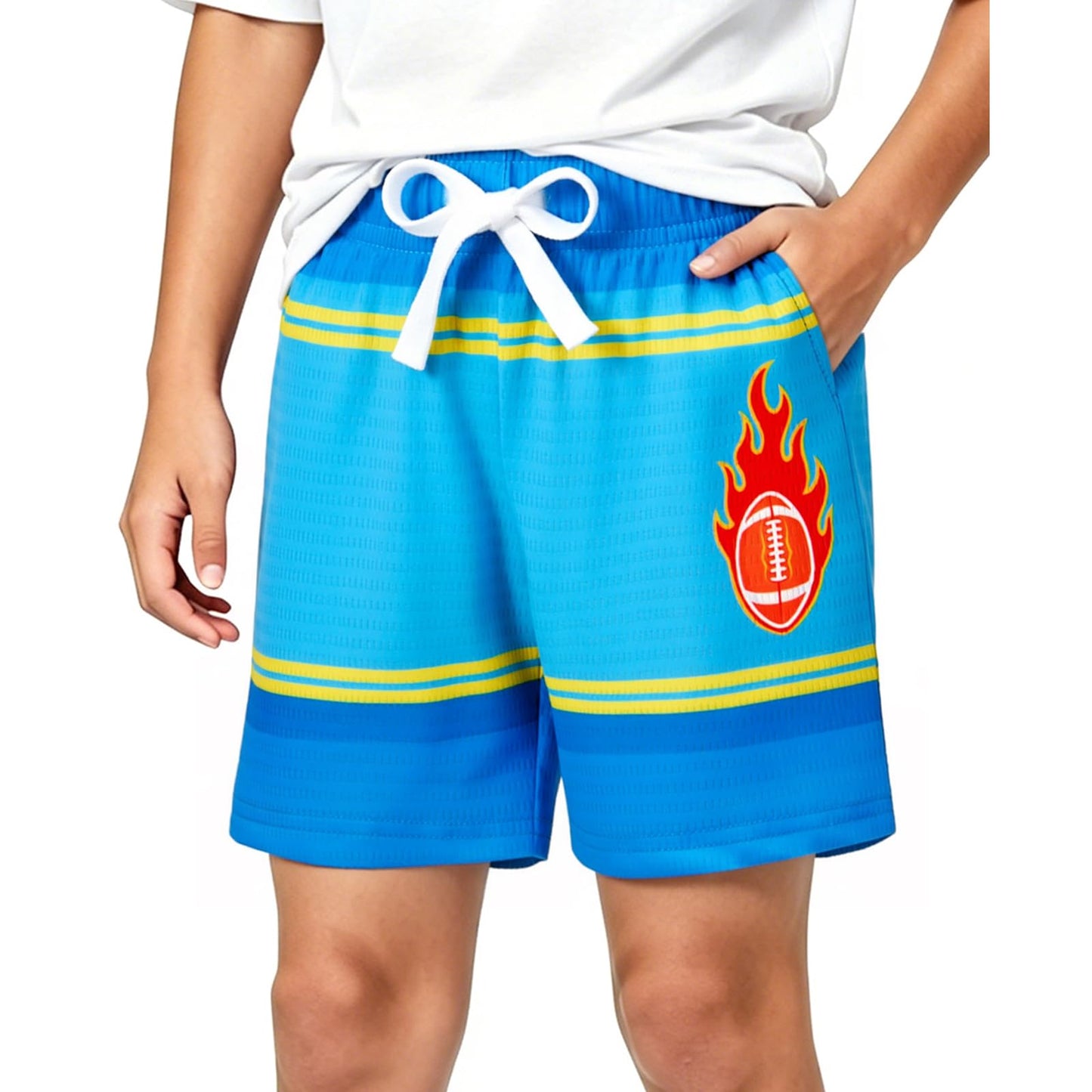 Cozople Boys Athletic Shorts Quick Dry Kids Mesh Sport Shorts with Stripes Print Breathable Basketball Shorts for 5-14 Years