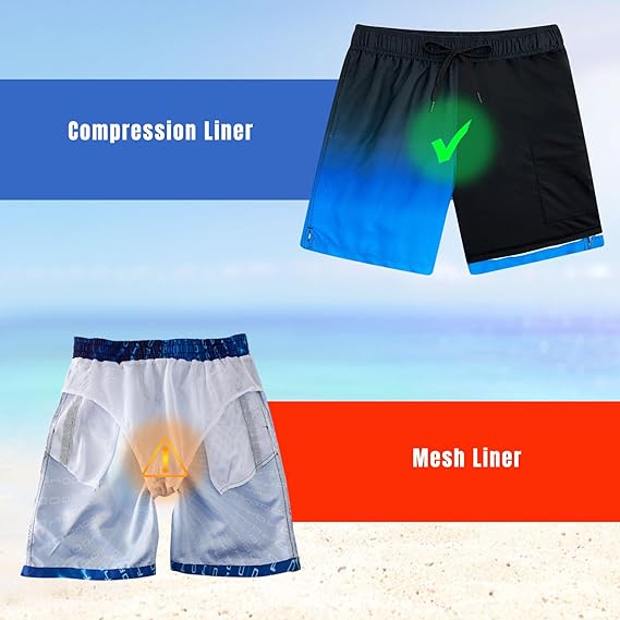 Cozople Mens Swim Trunks 7Inch with Compression Liner Quick Dry Swimsuit Swim Shorts Phone Pocket Swimwear