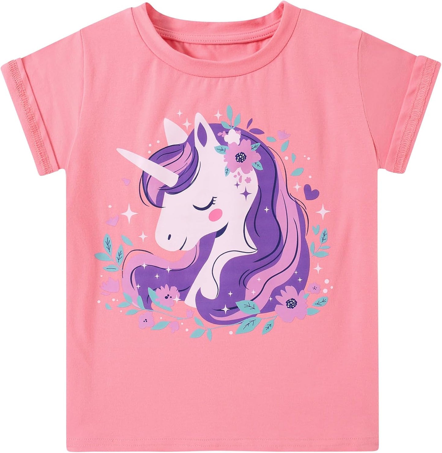 Funnycokid Little Girls T Shirt for Toddler 3-7 Years Kids Tee Graphic Short Sleeve Clothes Tops