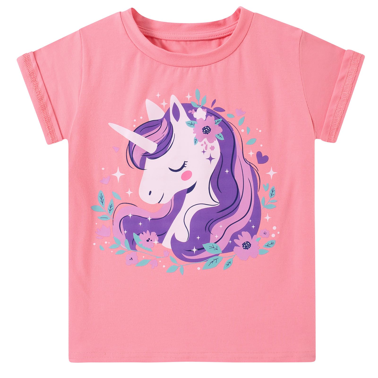 Funnycokid Little Girls T Shirt for Toddler 3-7 Years Kids Tee Graphic Short Sleeve Clothes Tops