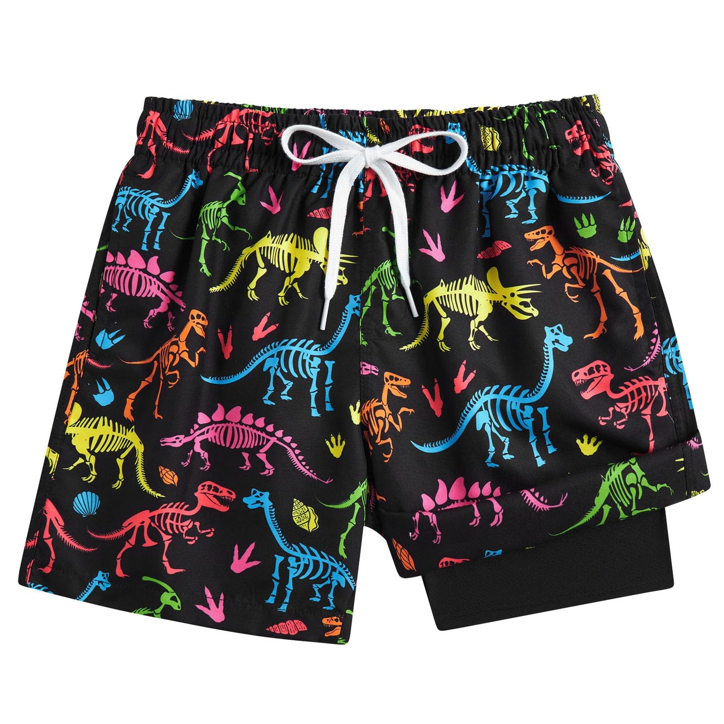 Cozople Boys Swim Trunks Compression Liner Swim Shorts Quick Dry Bathing Suit with Boxer Brief Swimwear 4-10T