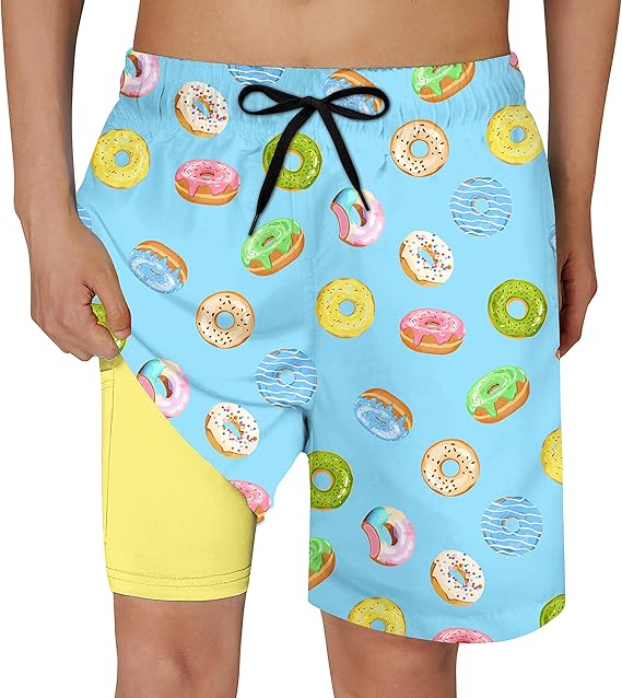 Cozople Boys Swim Trunks Compression Liner Swim Shorts Quick Dry Bathing Suit with Boxer Brief Swimwear 2-20T