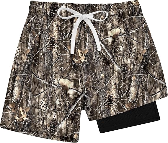 Cozople Boys Swim Trunks with Boxer Brief Liner Compression Swimwear Quick Dry Swim Shorts Bathing Suits 7-20 Years