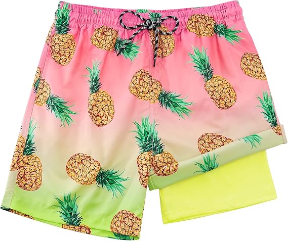 Cozople Boys Swim Trunks Compression Liner Swim Shorts Quick Dry Bathing Suit with Boxer Brief Swimwear 2-20T