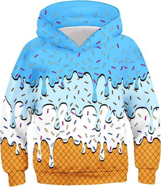 Move Dance Boys Hoodies Ice Cream Baseball Pullover Sweatshirts Size 7-16