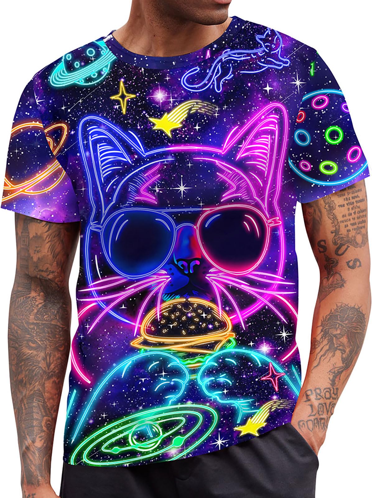 RAISEVERN Mens T-Shirts Cool Novelty Crewneck Short Sleeve Funny Graphic Top Casual Tees for Women