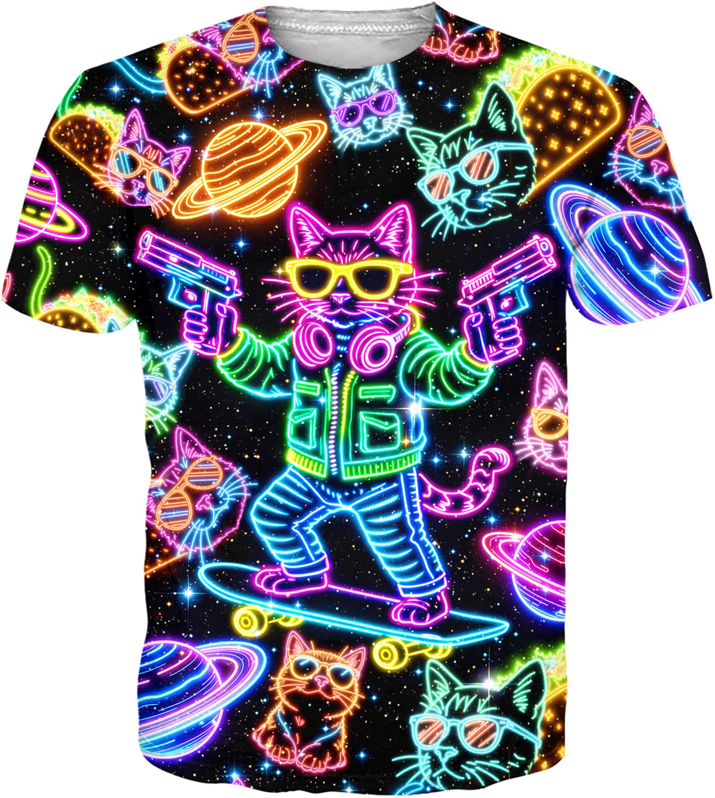 RAISEVERN Mens T-Shirts Cool Novelty Crewneck Short Sleeve Funny Graphic Top Casual Tees for Women