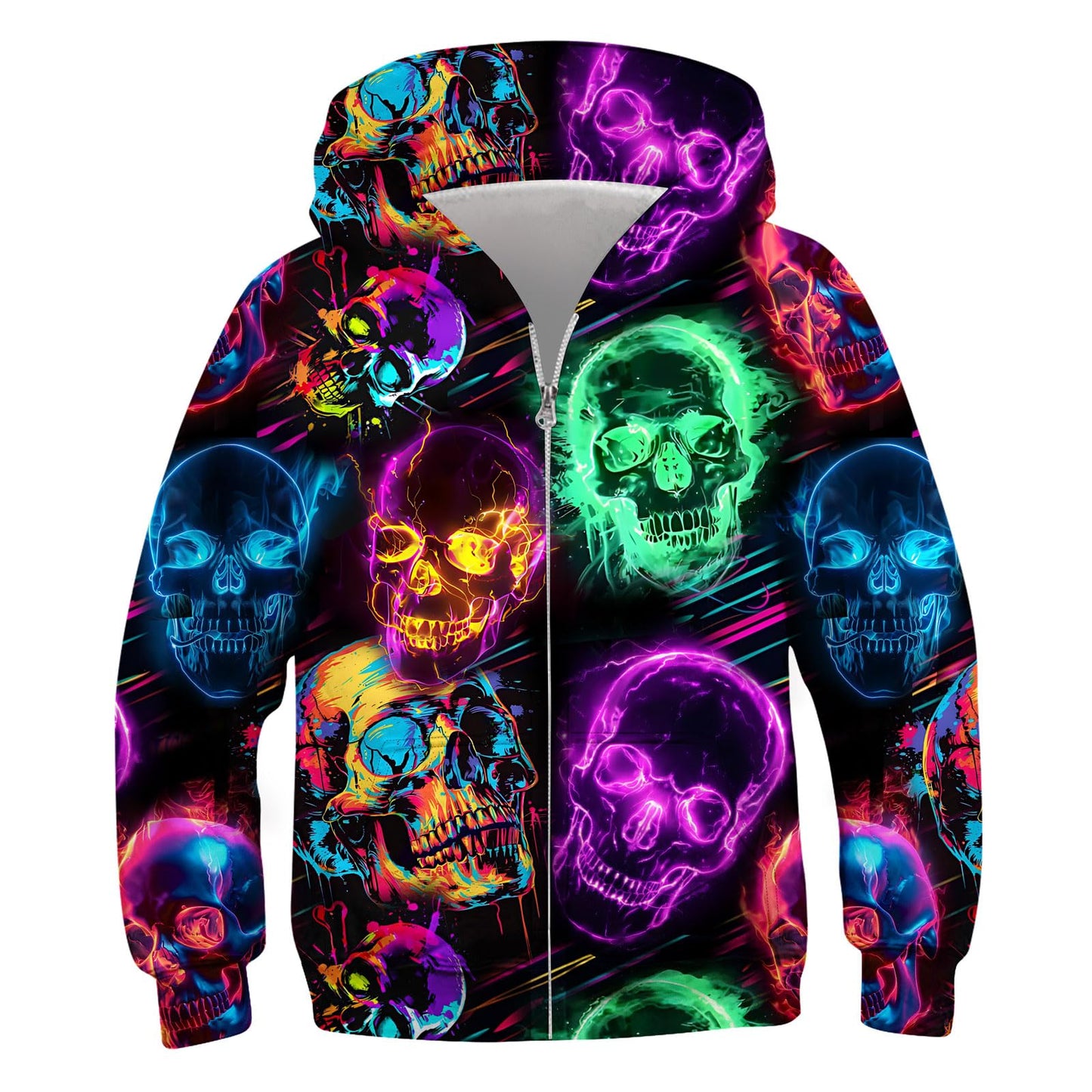 TUONROAD Boys Hoodies Sweatshirt Cool Pullover with Pockets Size 6-14 Years | Full zipper, 3D graphic prints, kangaroo pocket, polyester spandex, school and casual layering,Size 6-14