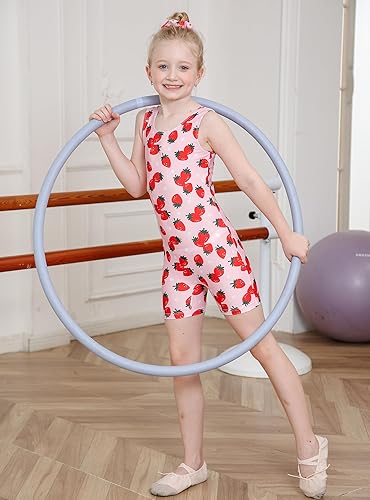Gymnastics Leotards for Girls Dance Biketards Leotar with Hair Scrunchi 3-8Y