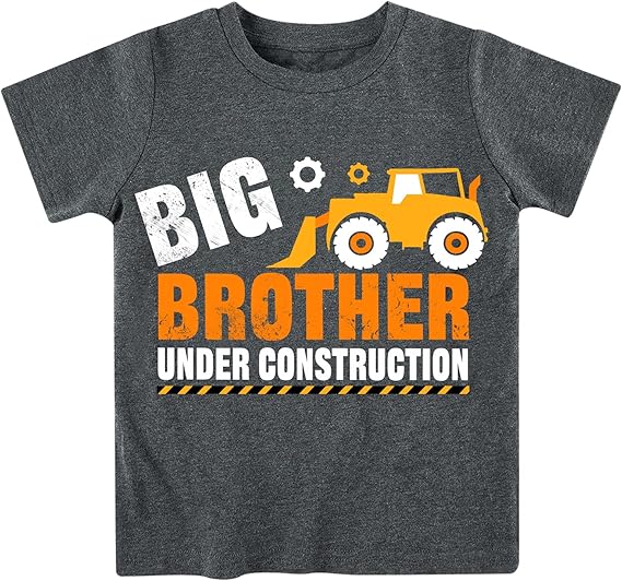 Funnycokid Big Brother T Shirt for Toddler Boys Tee Construction Promoted Short Sleeve 1-6 Years