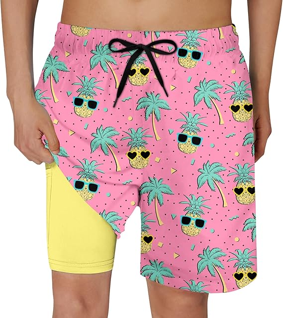 Cozople Boys Swim Trunks Compression Liner Swim Shorts Quick Dry Bathing Suit with Boxer Brief Swimwear 2-20T